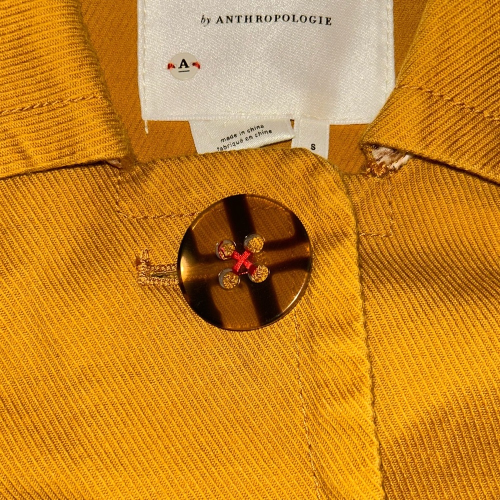 Anthropologie Nora Flounce Sleeved Trucker Jacket in Mustard - S - Picture 15 of 15
